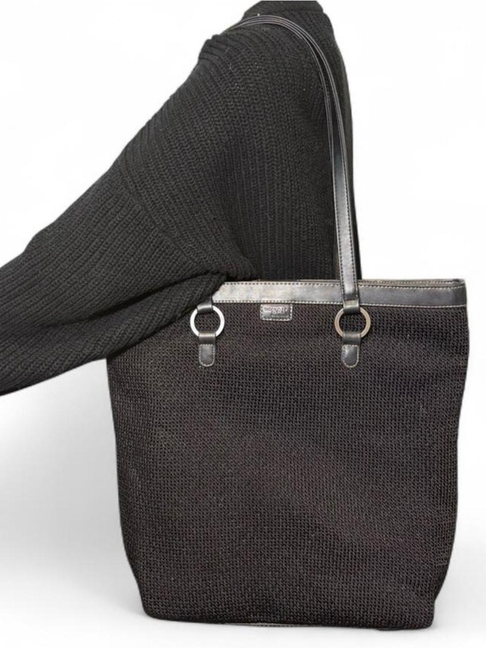 The Sak Black Woven Shoulder Tote